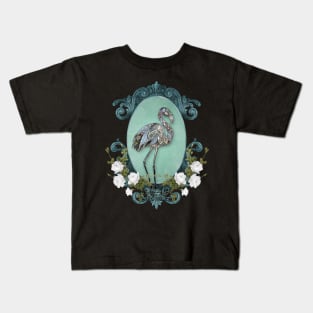 Wonderful elegant flamingo with flowers Kids T-Shirt